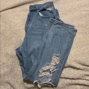 Distressed mom jeans